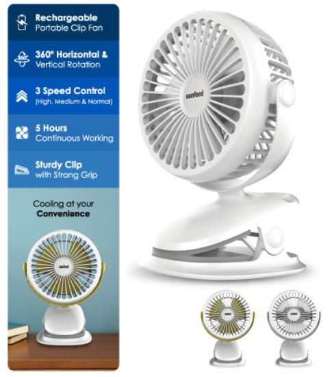 Picture of SANFORD RECHARGEABLE CLIP FAN SF6664PCF