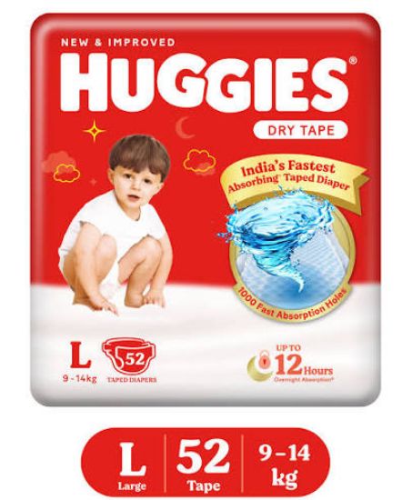 Picture of HUGGIES DIAPERS LARGE 52'S